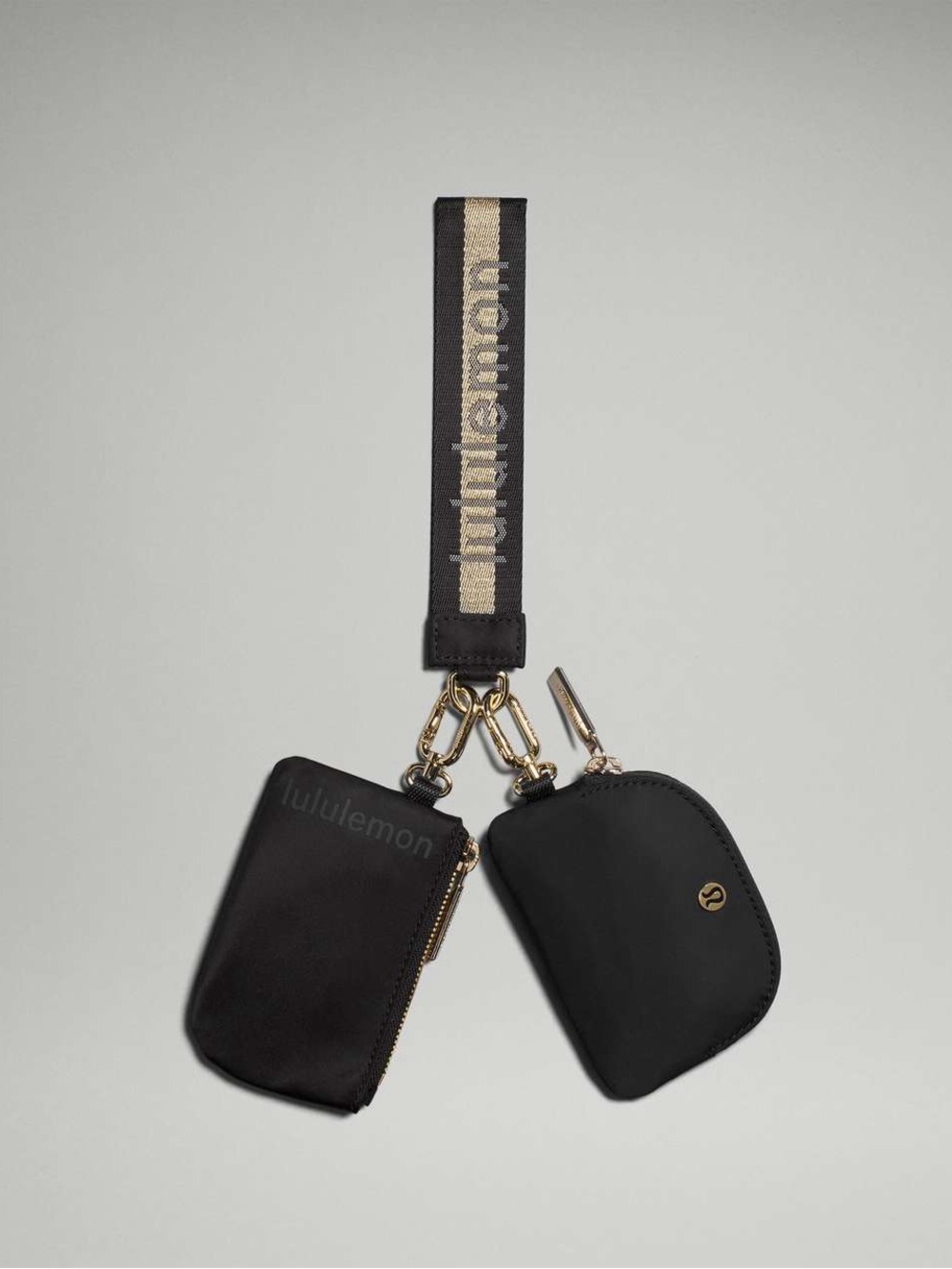 Lululemon Dual Pouch Wristlet Black and Gold